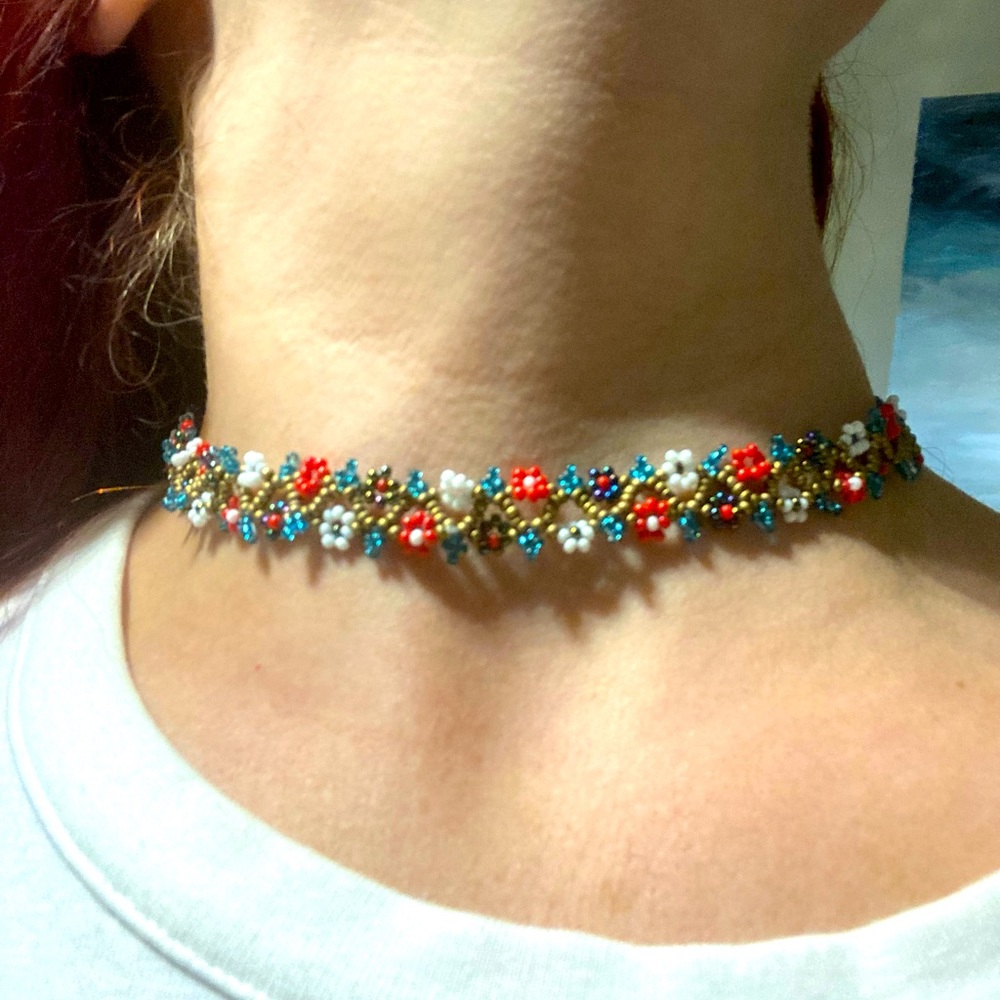 ZAD multicoloured beaded choker necklace. EUC.